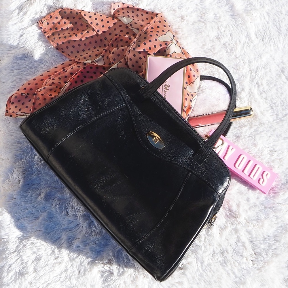 Vintage Etienne Aigner Black Leather Handbag
